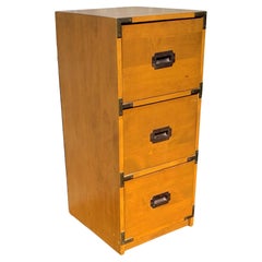 Campaign Style Maple 3-Drawer Chest / Filing Cabinet, Circa 1950s