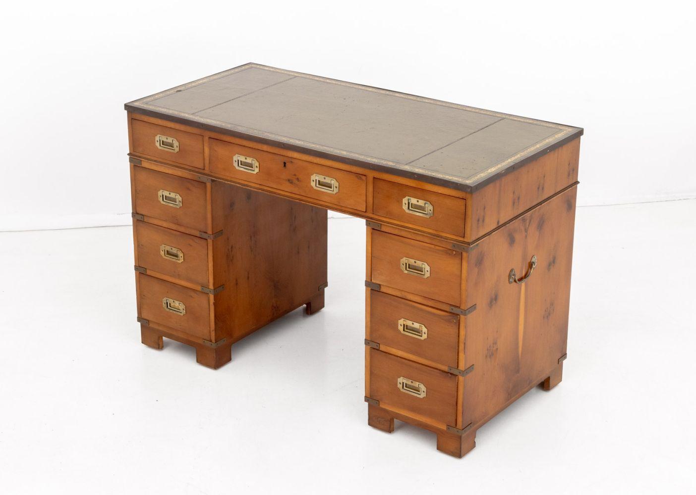 20th Century Campaign Style Maple Writing Desk For Sale