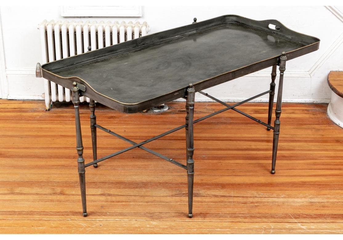 Campaign Style Metal Tray Top Cocktail Table 1