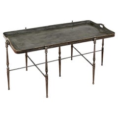 Campaign Style Metal Tray Top Cocktail Table