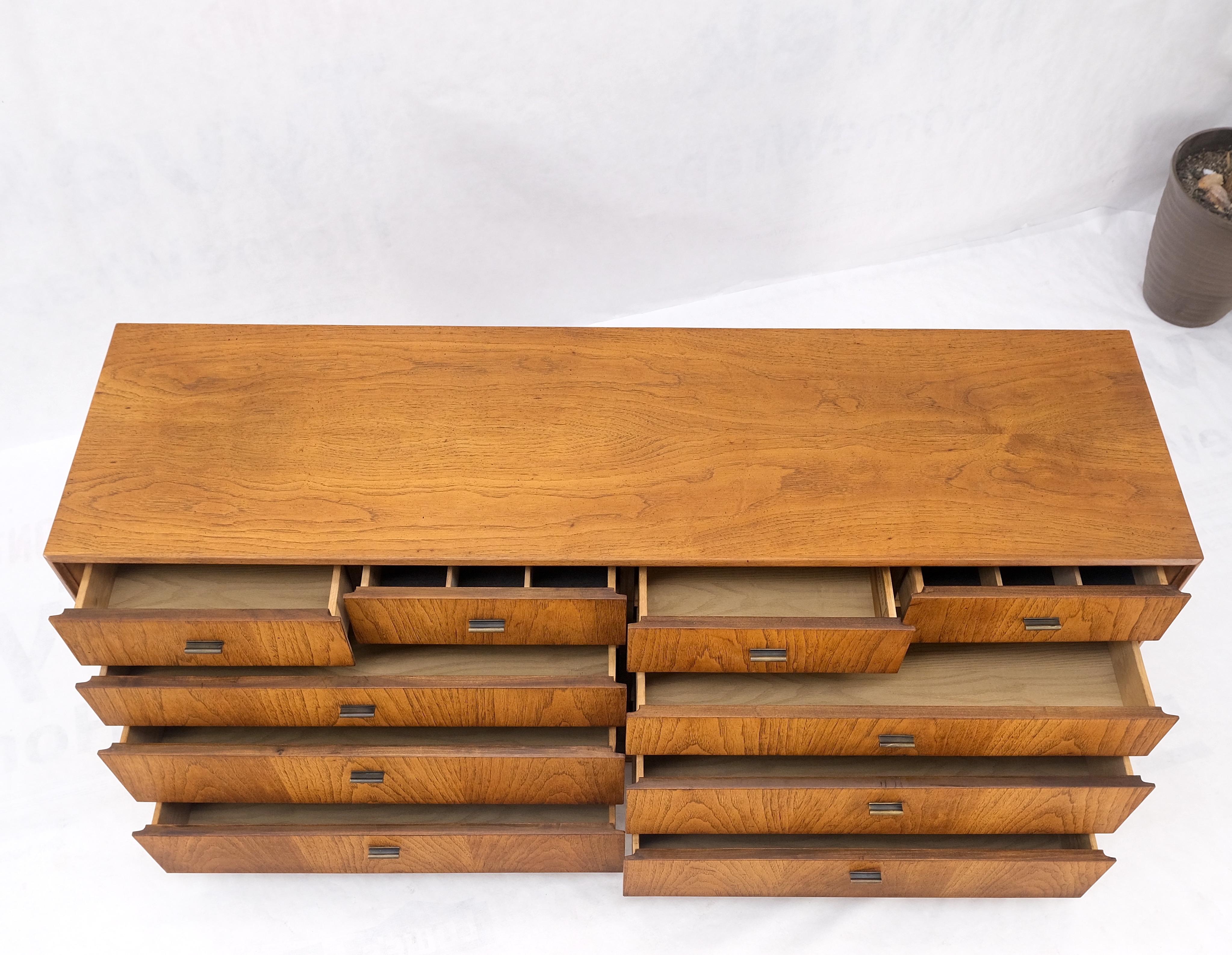 Campaign Style Mid Century Modern 10 Drawers Long Dresser Credenza Mint! For Sale 9