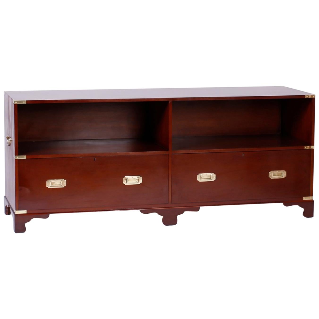 Campaign Style Midcentury Console Bookcase