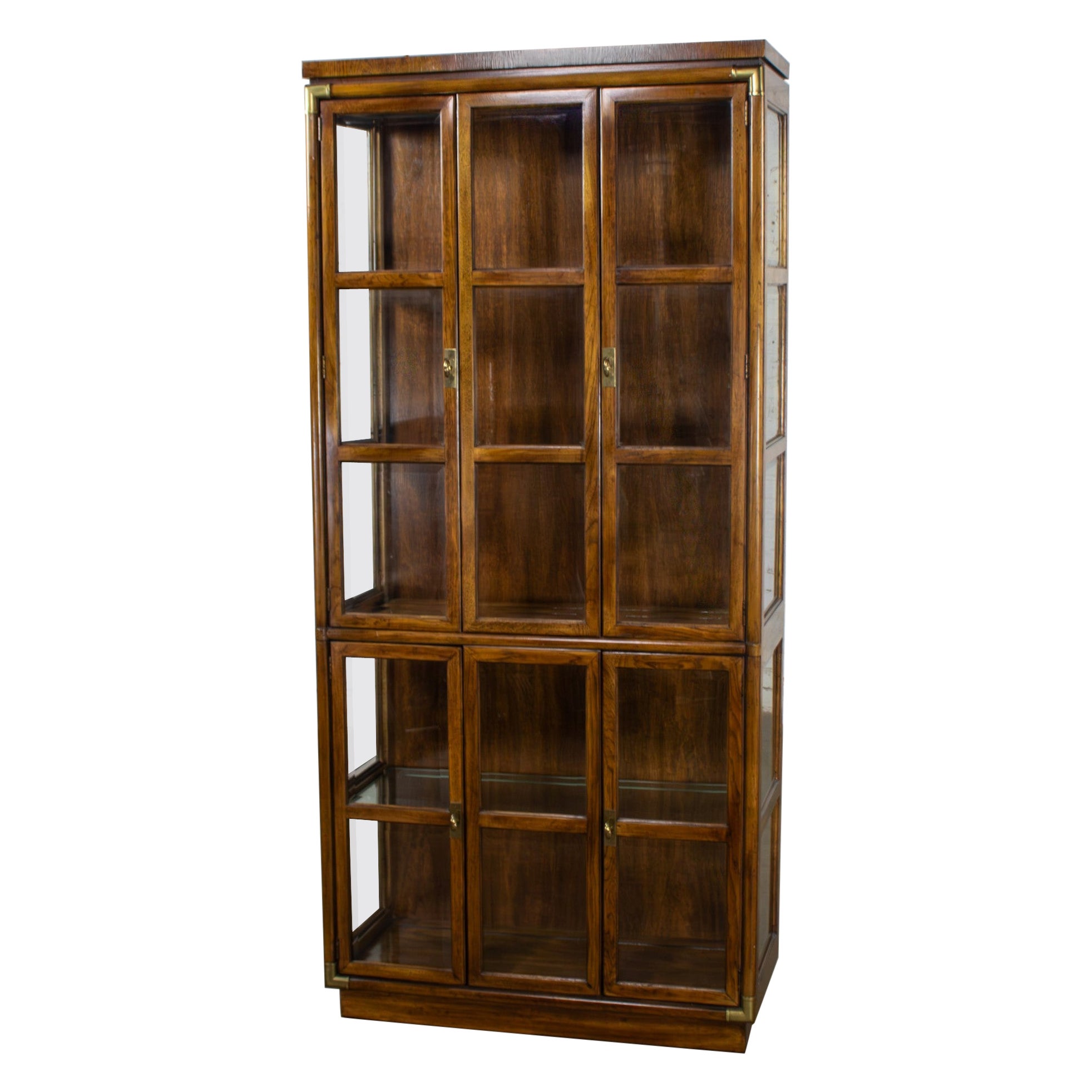 Campaign Style Oak Curio Cabinet by Drexel Heritage Accolade II Collection