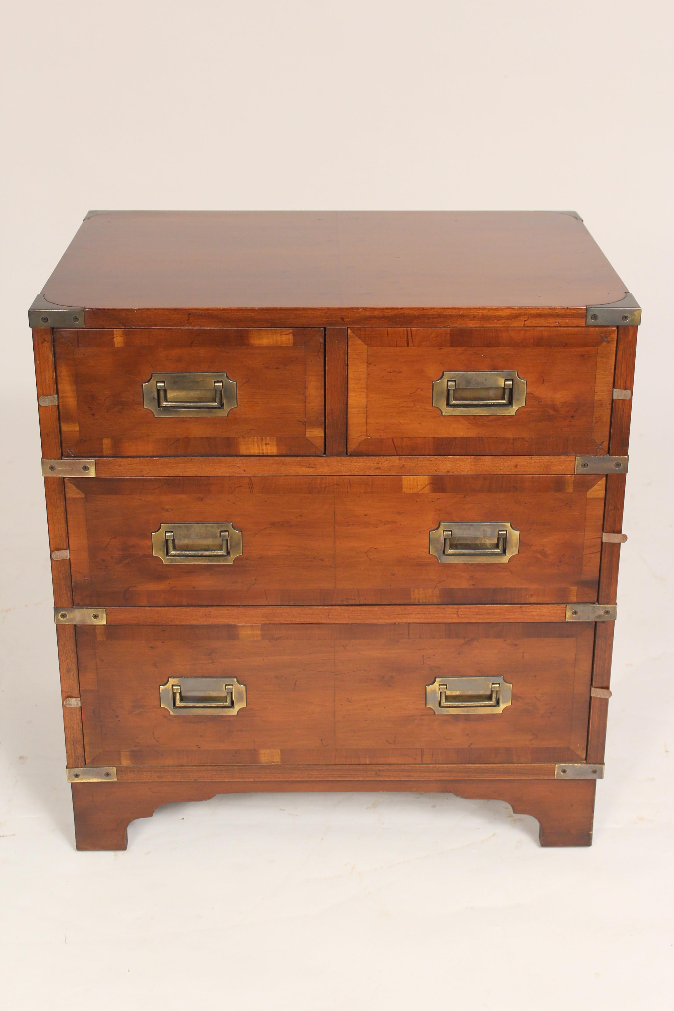 Georgian style campaign occasional chest with brass hardware made by Hekman, circa 1980's.