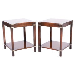 Campaign Style Pair of Vintage Two Tiered Table or Stands