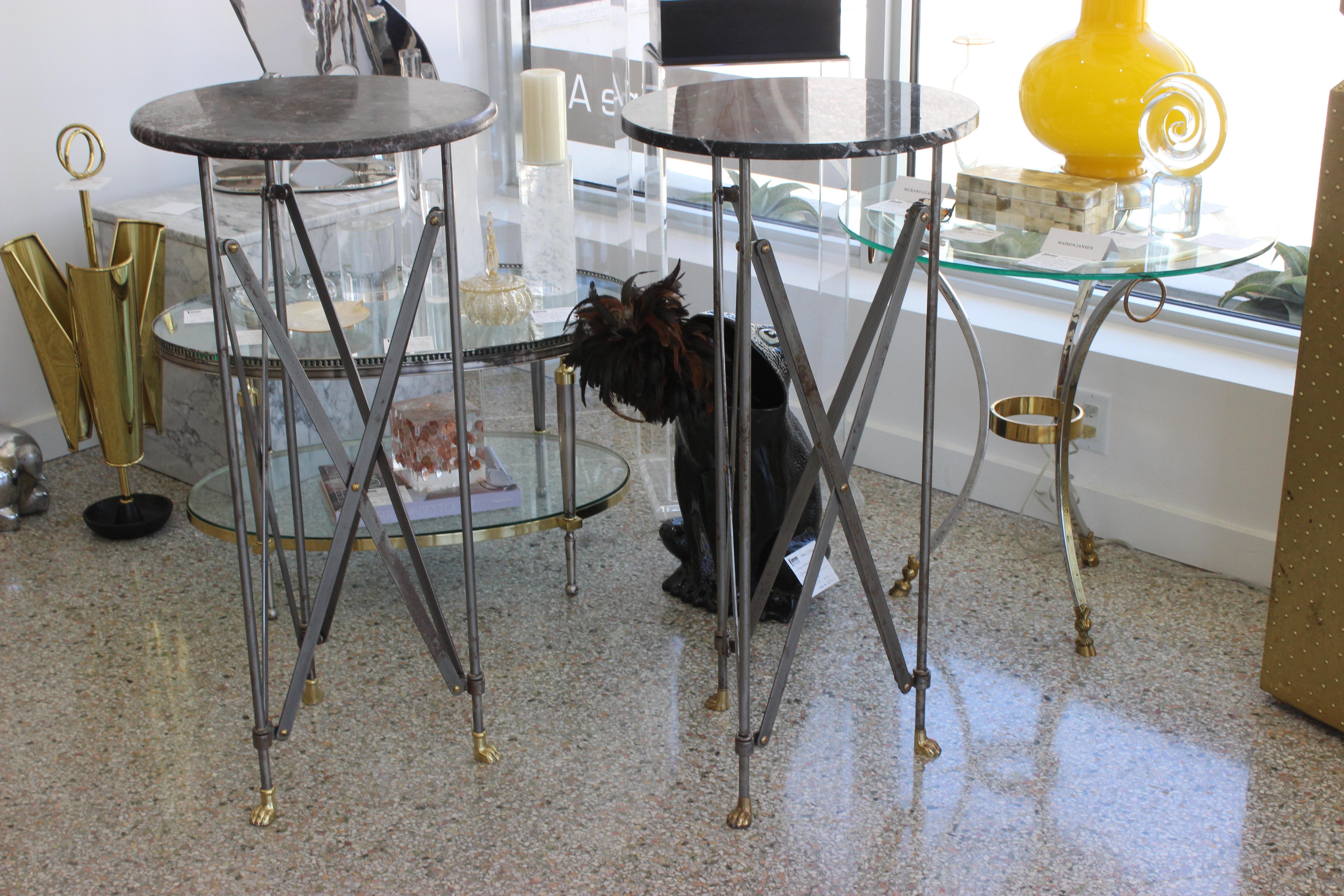 Campaign Style Pedestal with Marble Top For Sale 4