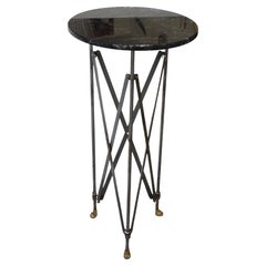 Campaign Style Pedestal with Marble Top