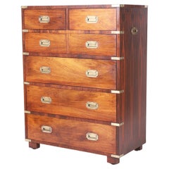 Campaign Style Rosewood Tall Chest of Drawers