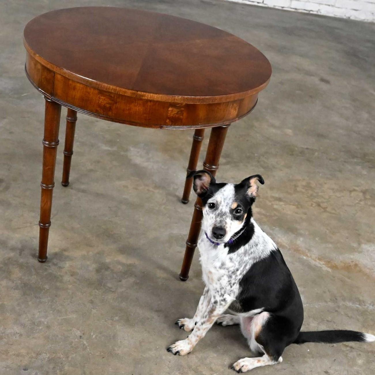 Campaign Style Round Walton Accent Lamp Table Faux Bamboo Legs by Fine Arts Furn 4