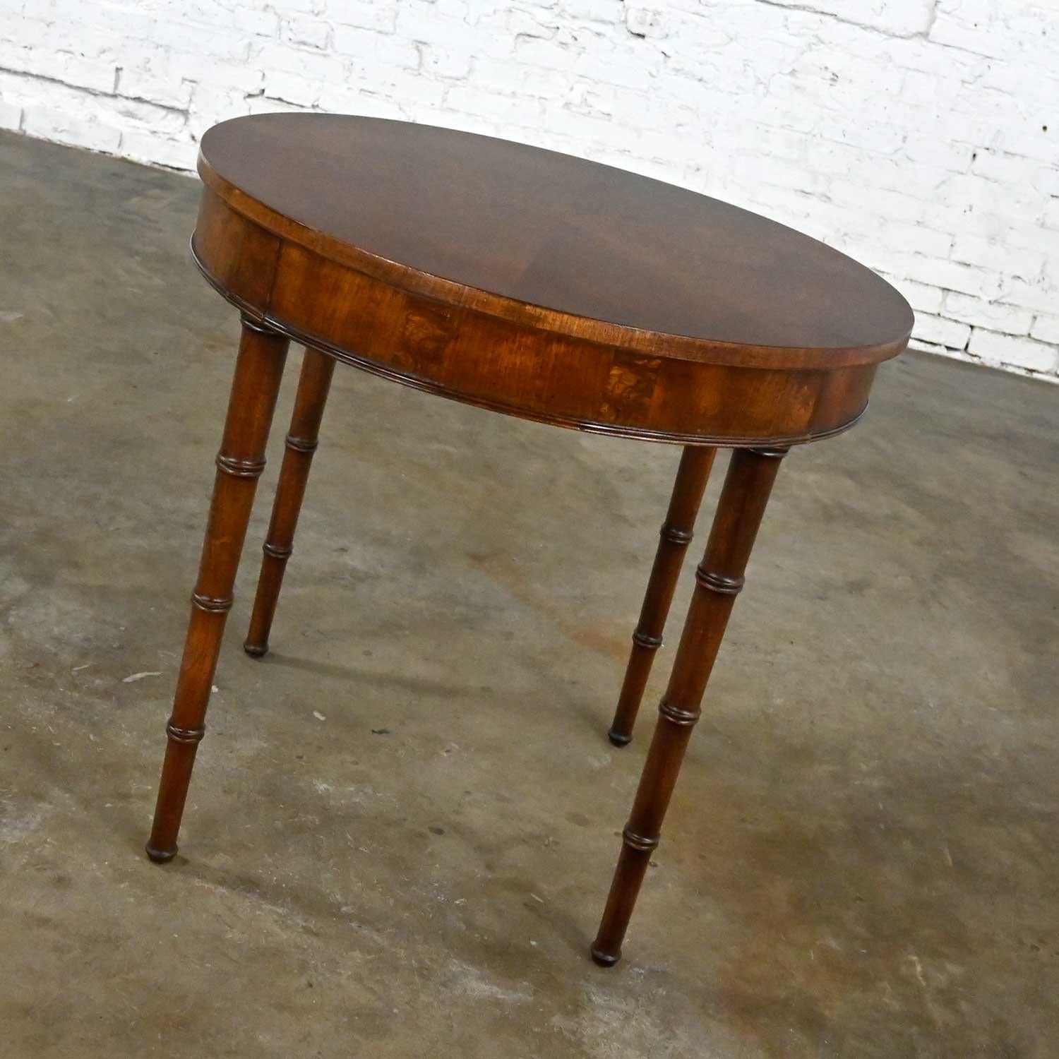 Campaign Style Round Walton Accent Lamp Table Faux Bamboo Legs by Fine Arts Furn 5