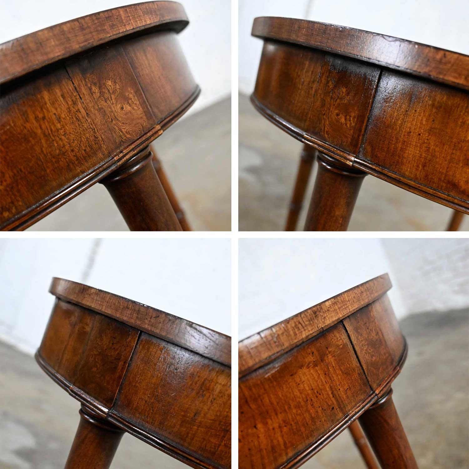 Campaign Style Round Walton Accent Lamp Table Faux Bamboo Legs by Fine Arts Furn 7