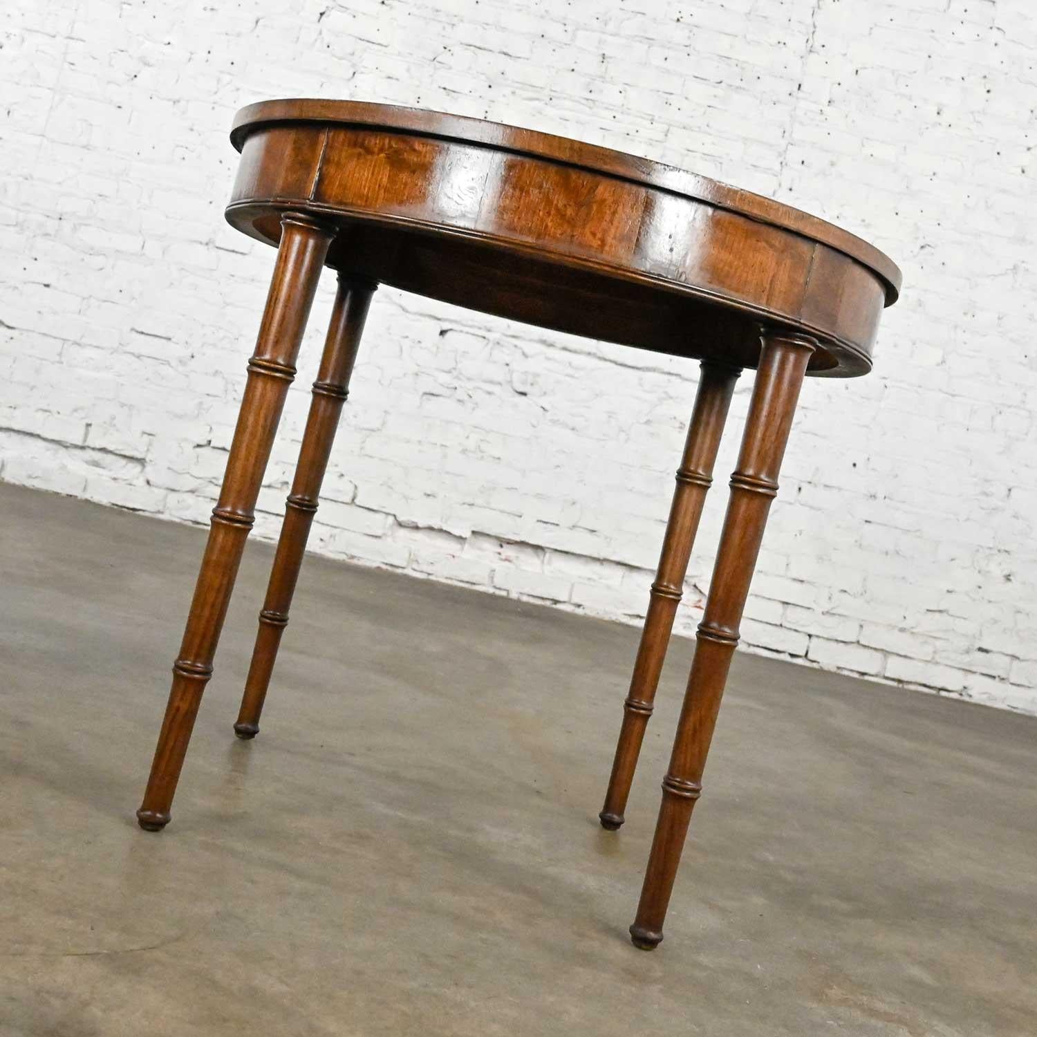 Campaign Style Round Walton Accent Lamp Table Faux Bamboo Legs by Fine Arts Furn 2