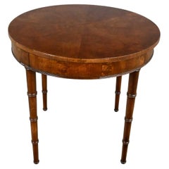 Campaign Style Round Walton Accent Lamp Table Faux Bamboo Legs by Fine Arts Furn