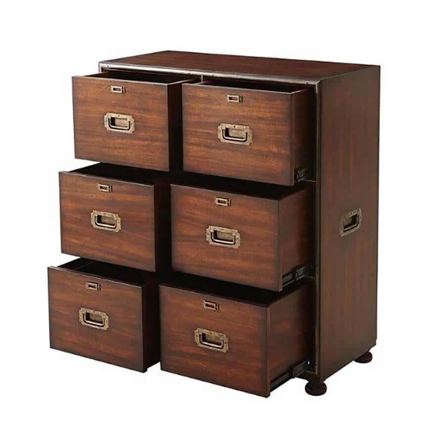 Campaign Style Six Drawer Chest In New Condition For Sale In Westwood, NJ
