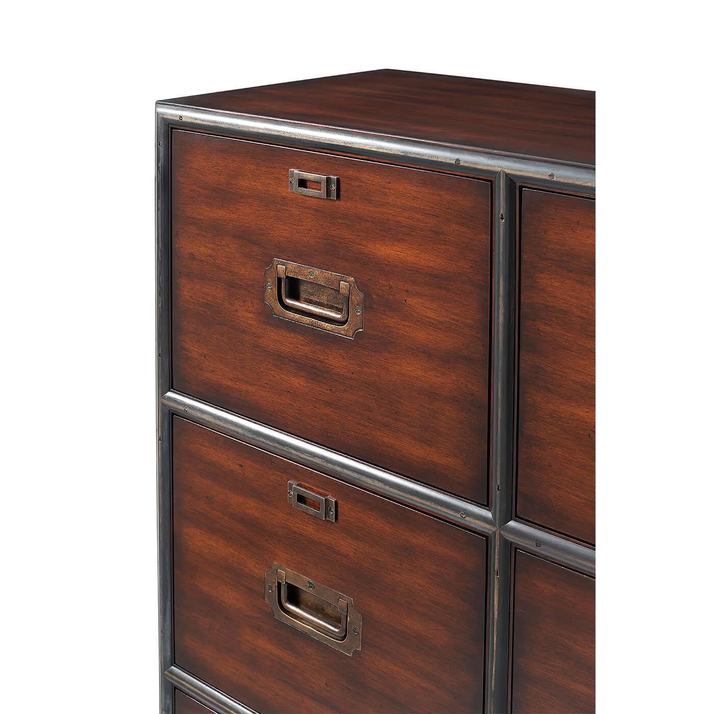 Campaign Style Six Drawer Chest For Sale 1