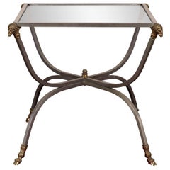 Vintage Campaign Style Table with Ram's Heads