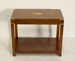 Campaign Style Two Tiered Table of Teak and Brass from England