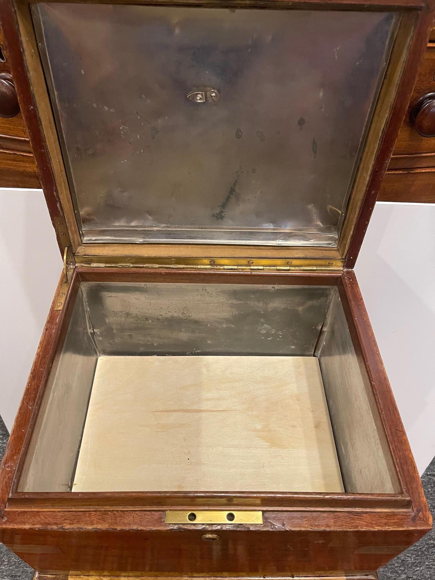 Campaign Style Walnut & Brass Mounted Humidor on Later Stand, 19th Century 3