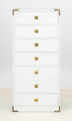Campaign Style White Painted Chest of Drawers