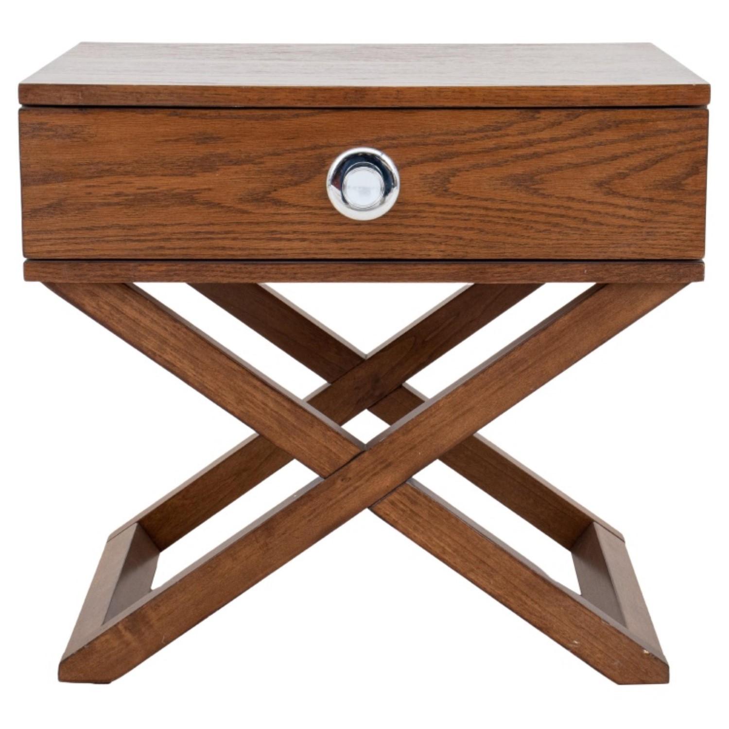 Contemporary Campaign Style Wooden Nightstand For Sale