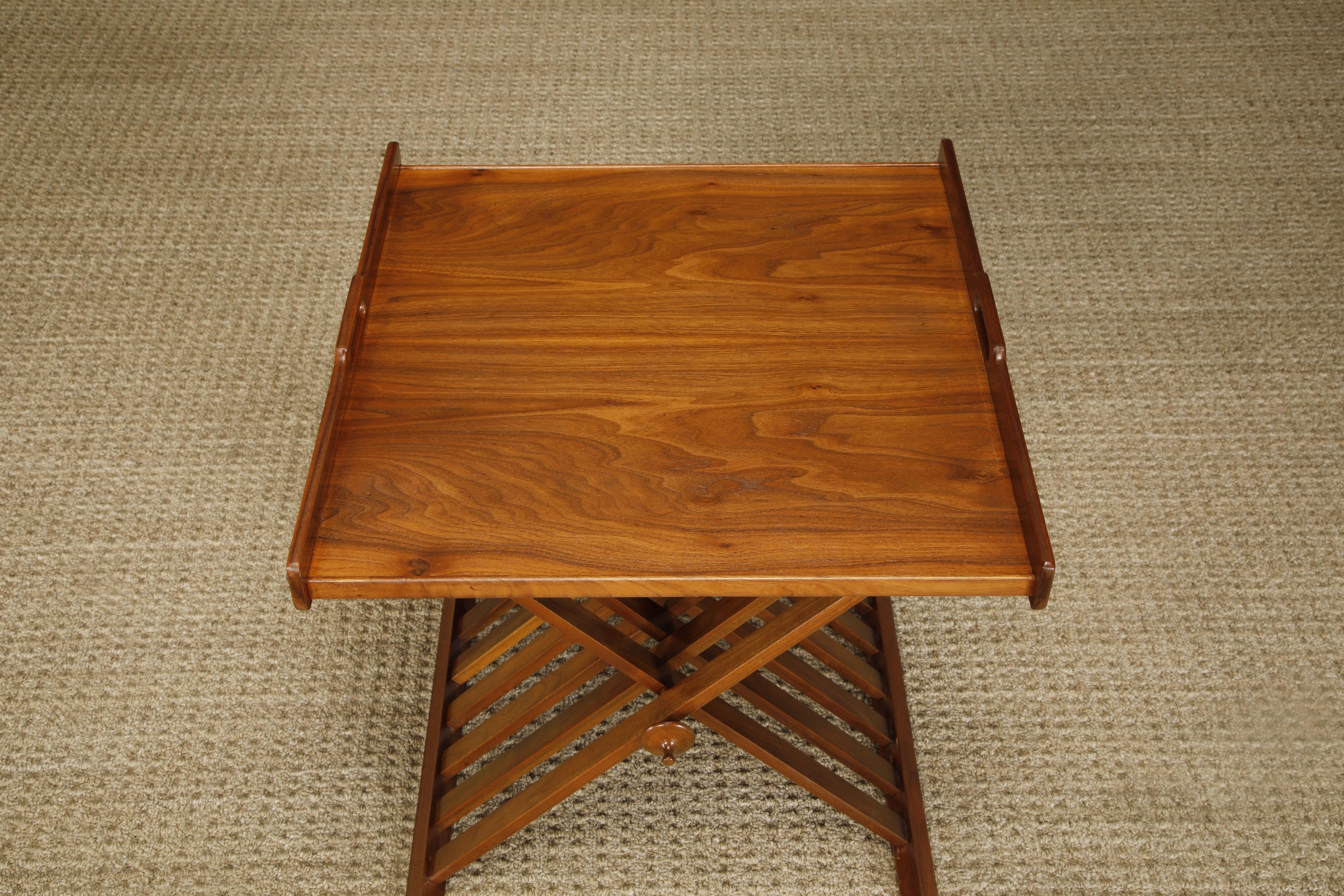 Campaign Tray Tables by Stewart MacDougall for Drexel, 1960s, Refinished, Signed For Sale 8