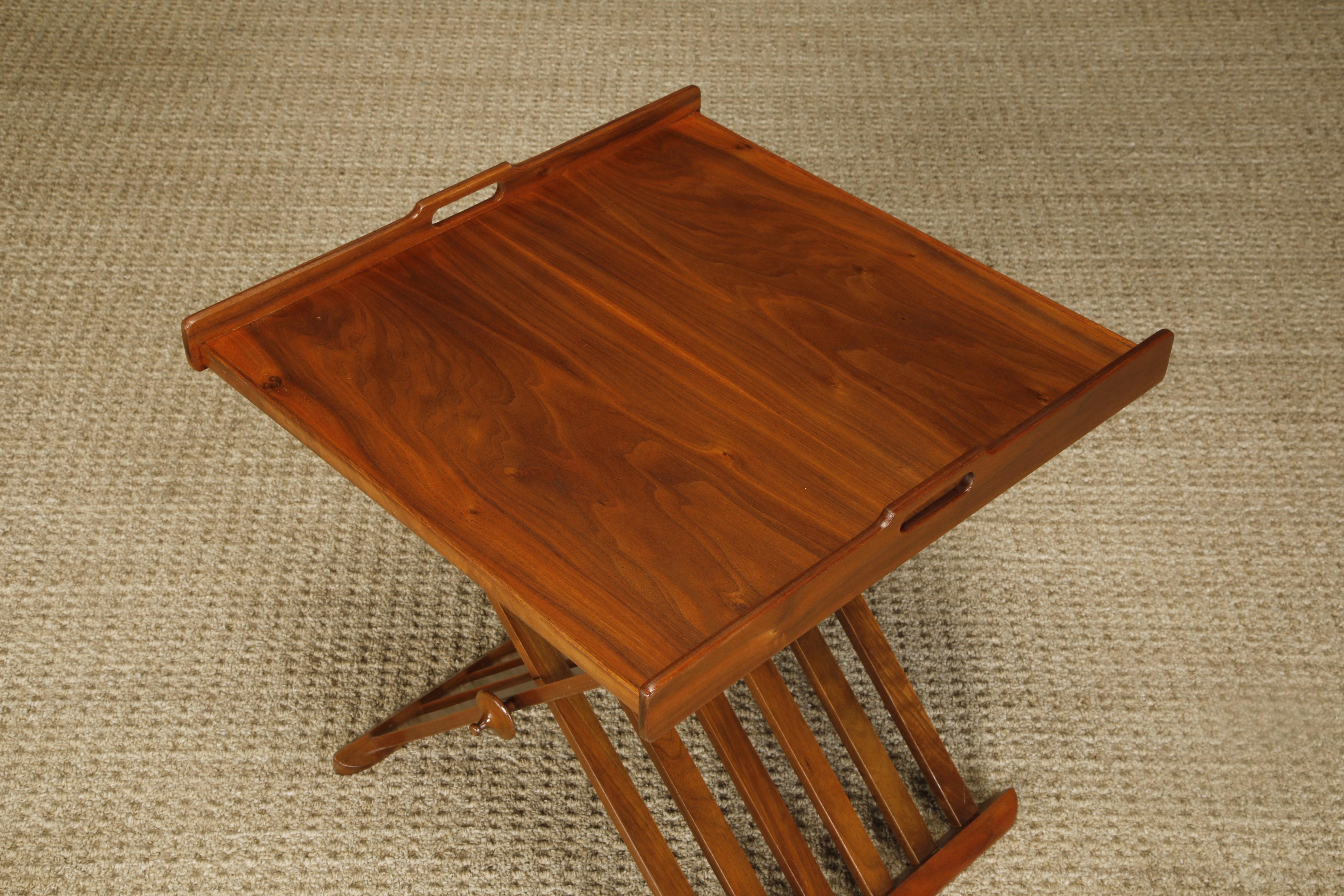 Campaign Tray Tables by Stewart MacDougall for Drexel, 1960s, Refinished, Signed For Sale 9