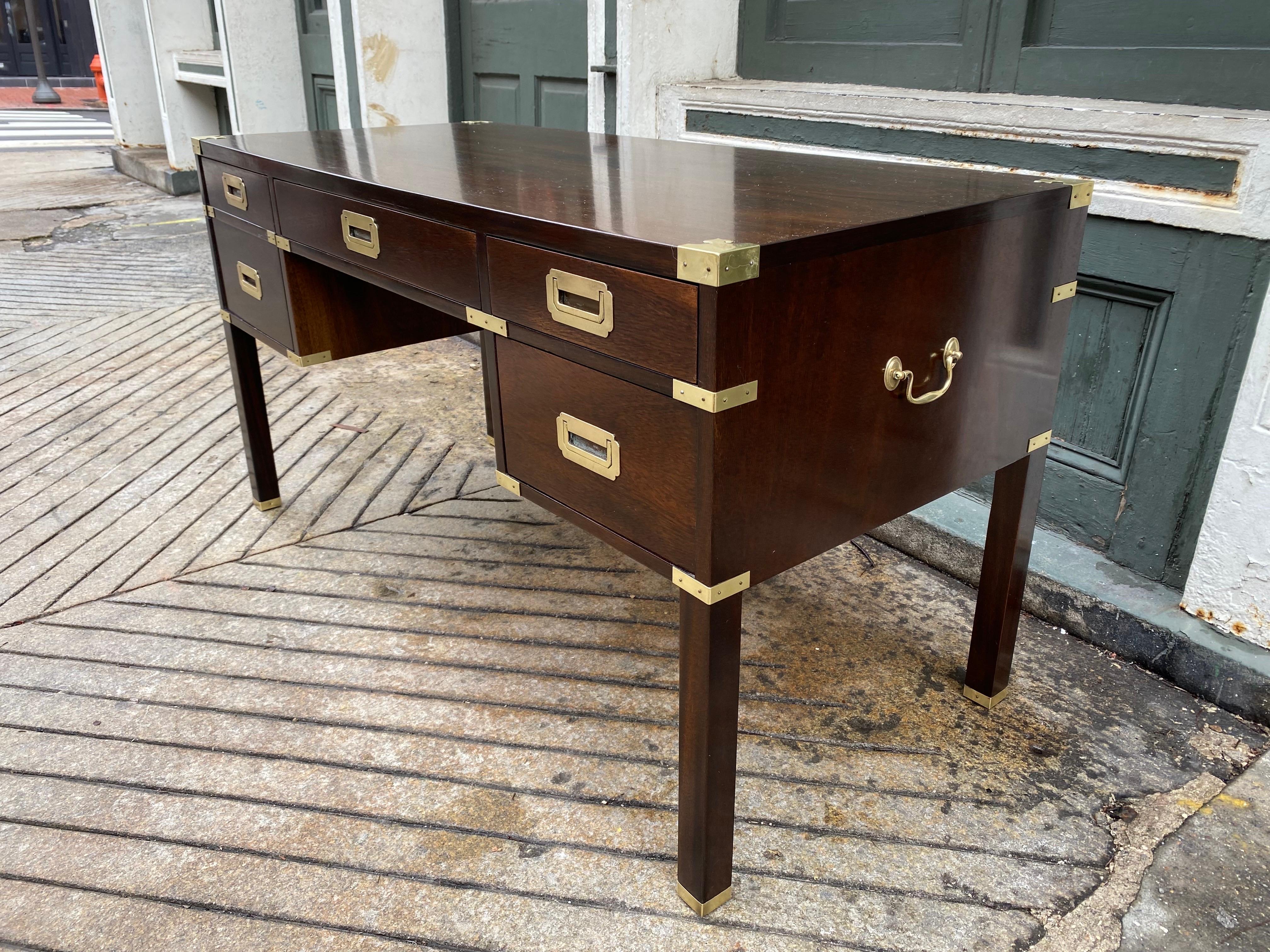 American Campaign Walnut and Brass Writing Desk