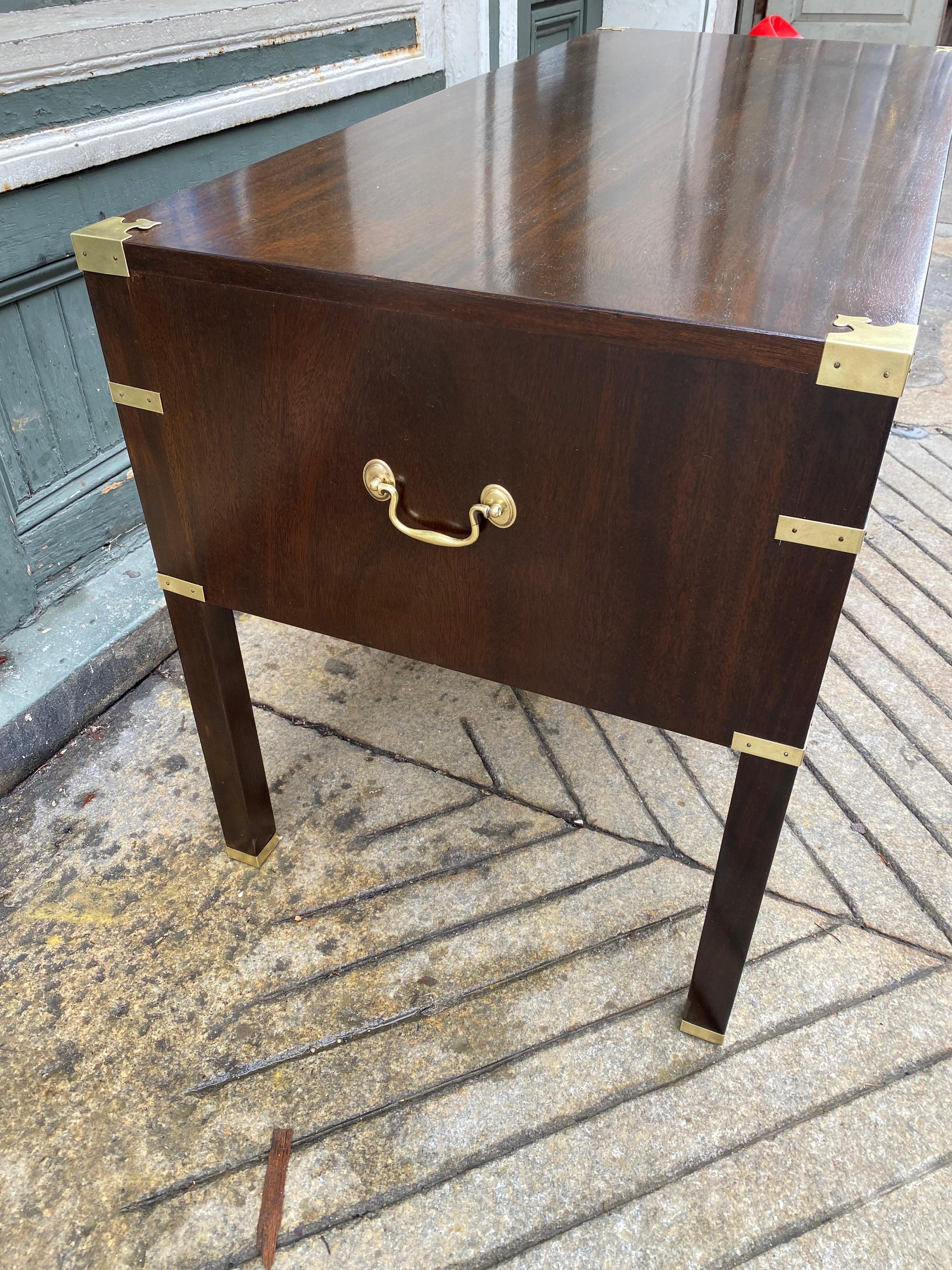 Campaign Walnut and Brass Writing Desk In Good Condition In Philadelphia, PA