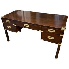 Campaign Walnut and Brass Writing Desk