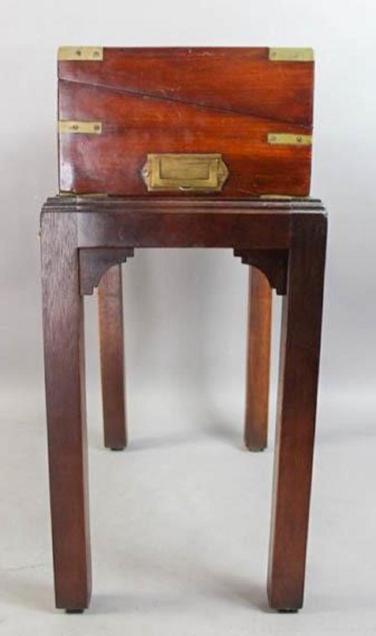 Campaign Wood Travelling Lap Desk on a Later Stand, 19th Century In Good Condition In Savannah, GA