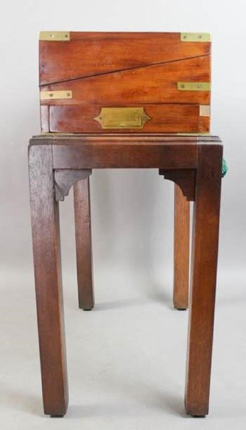 Campaign Wood Travelling Lap Desk on a Later Stand, 19th Century 1