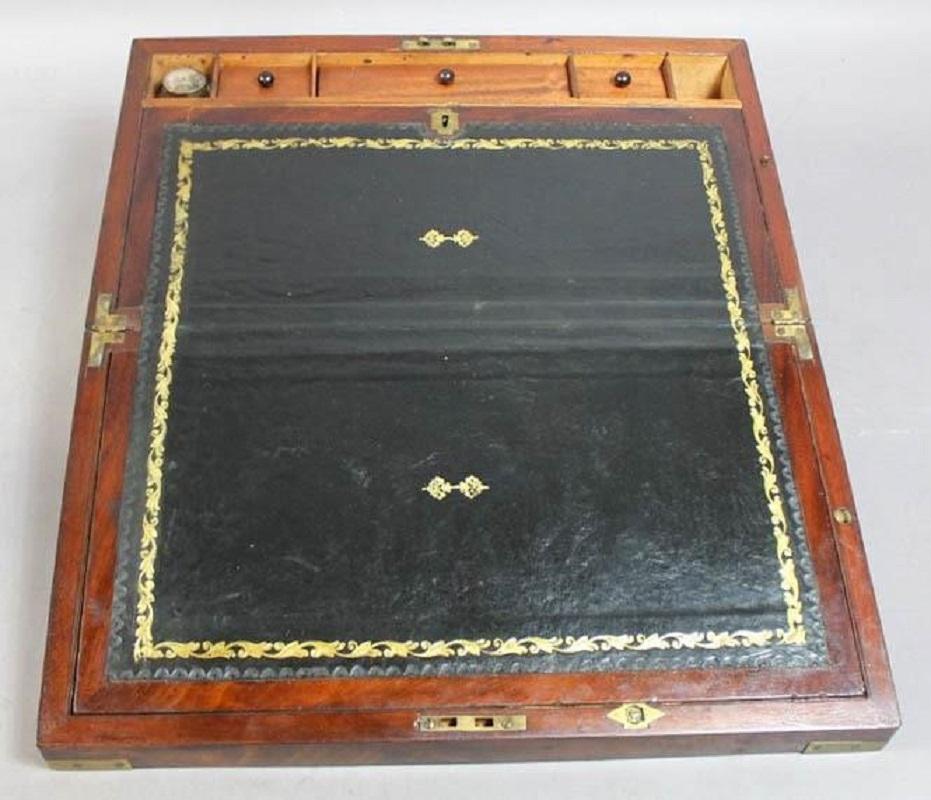 Campaign Wood Travelling Lap Desk on a Later Stand, 19th Century 3