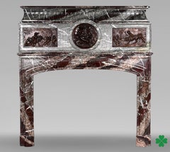 Campan marble fireplace, Louis XIV style, with bronzes after Clodion