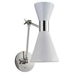 CAMPANA Articulating Wall Lamp in White and Polished Nickel, Blueprint Lighting