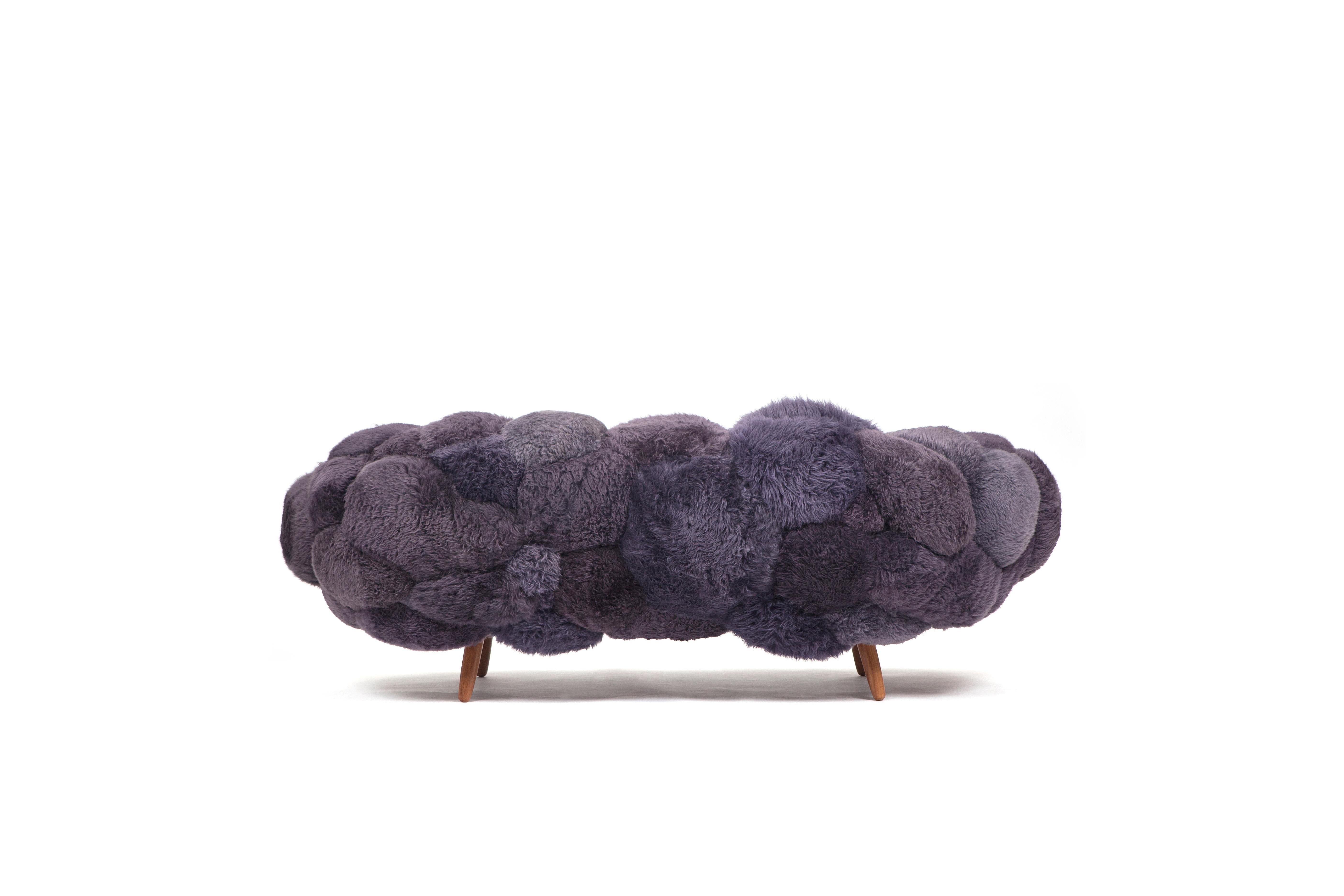 Brazilian Campana Brothers, Bolotas Sofa 'Mauve', Sheep's Wool, Ipê Wood, Purple, 2015