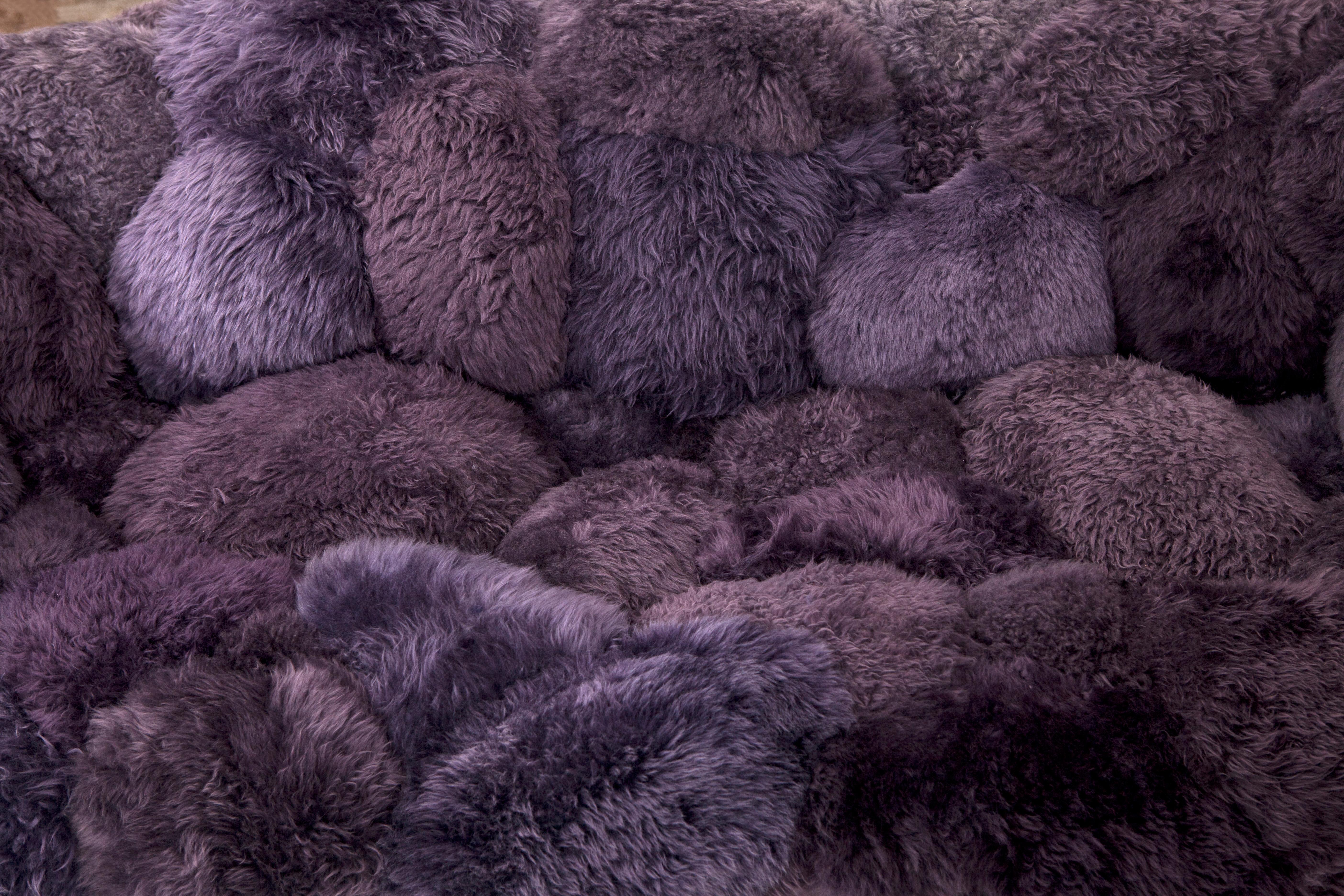 Contemporary Campana Brothers, Bolotas Sofa 'Mauve', Sheep's Wool, Ipê Wood, Purple, 2015