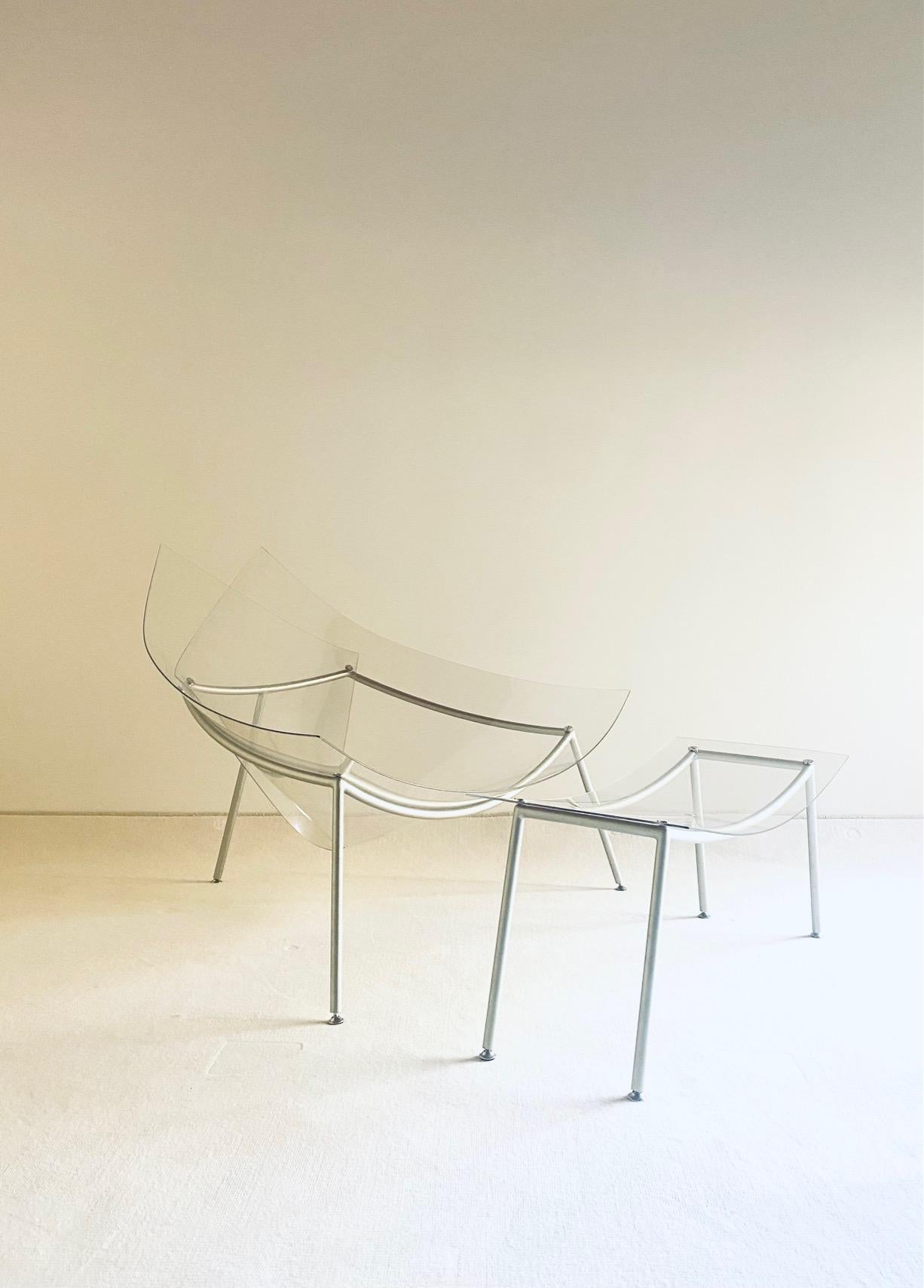 Very nice cone chair designed by Fernando & Humberto Campana for Edra, Italy, 1997. 

 Its made of a grey lacquered metal tubular frame, and it has a transparent plexiglass seat. The chair is in very good condition with only minimal wear from age