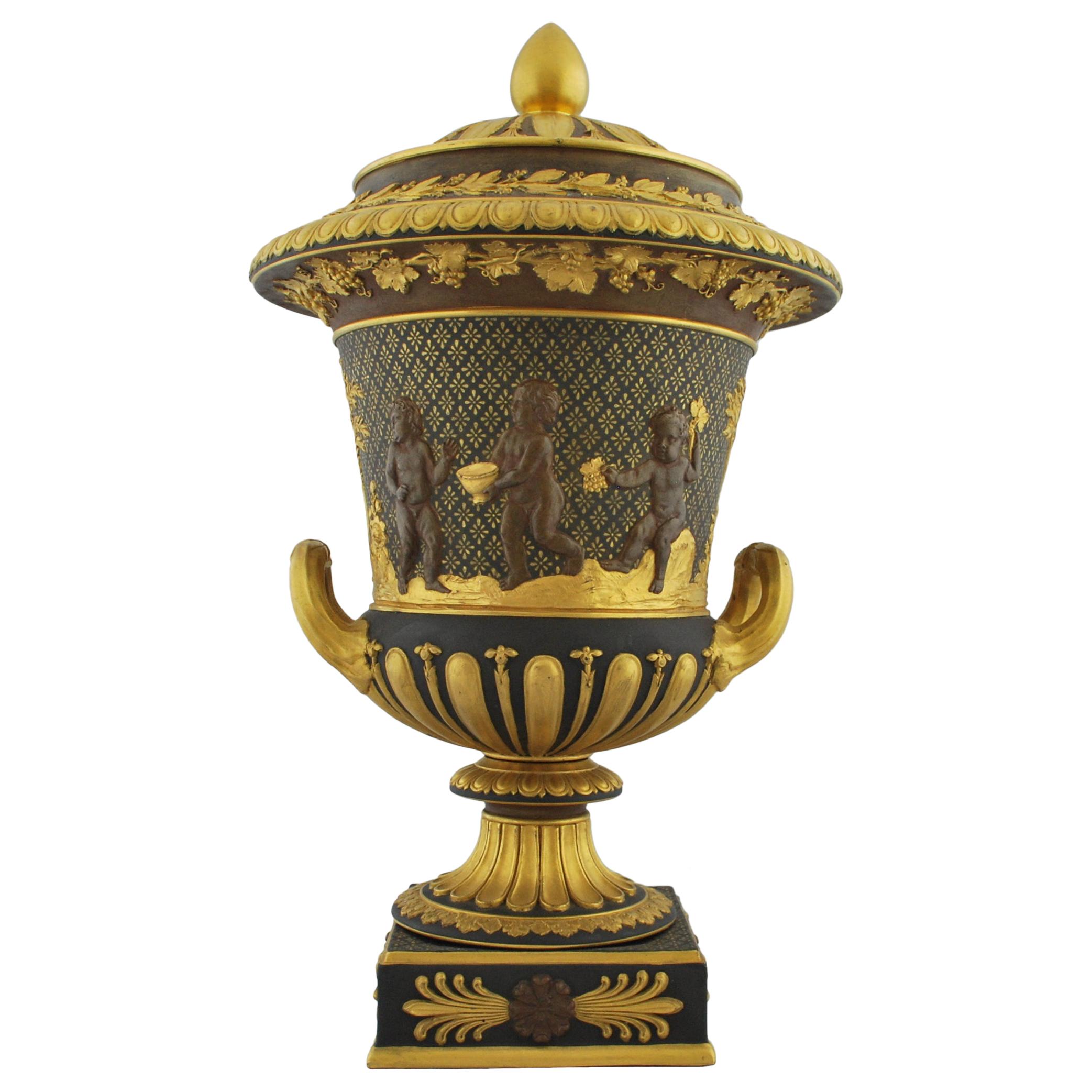 Campana-Vase, vergoldet und bronziert, Wedgwood, 1880