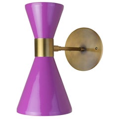 Campana Wall Sconce in Brushed Brass and Purple Enamel, Blueprint Lighting