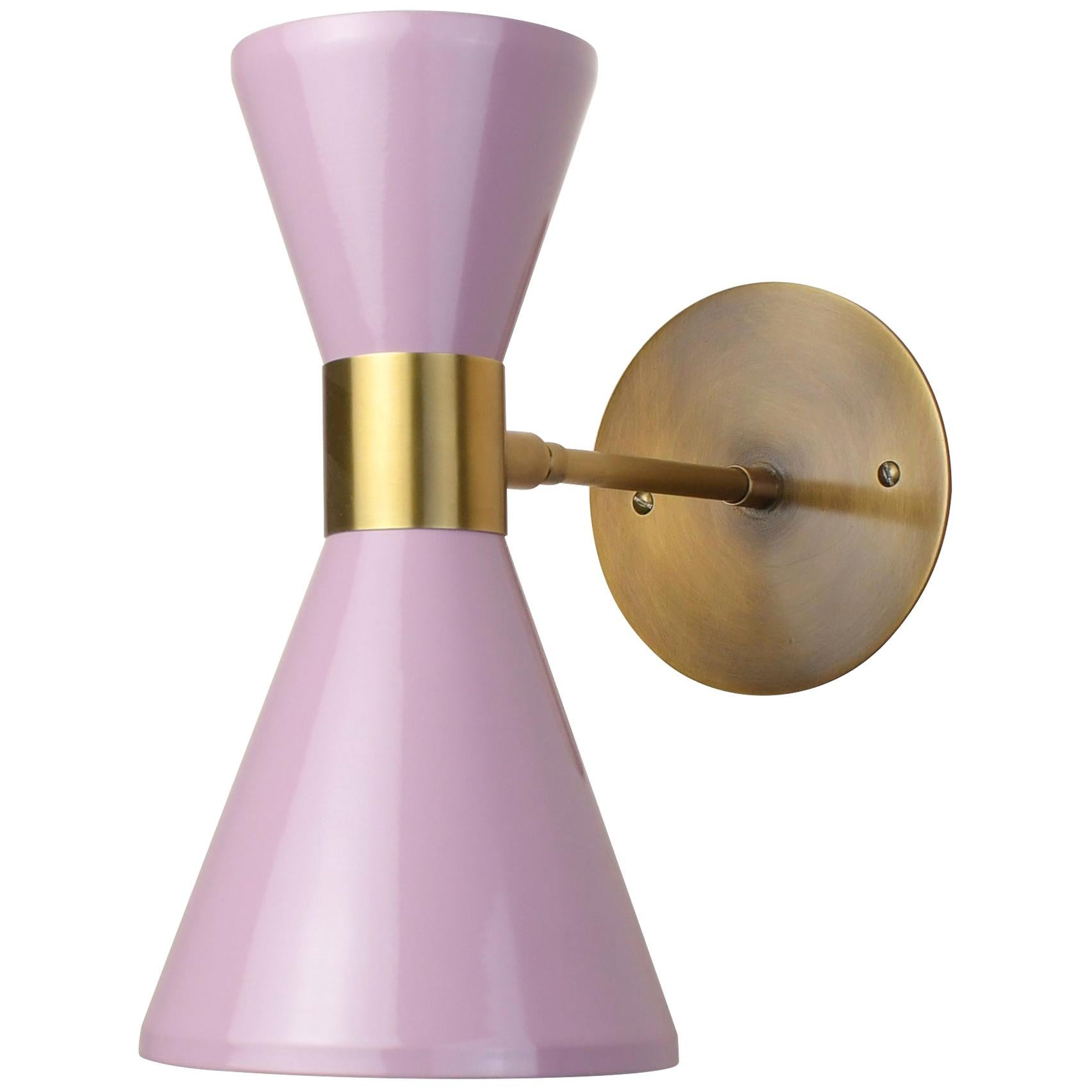 Campana Wall Sconce in Brushed Brass and Lilac Enamel, Blueprint Lighting For Sale