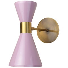 Campana Wall Sconce in Brushed Brass and Lilac Enamel, Blueprint Lighting