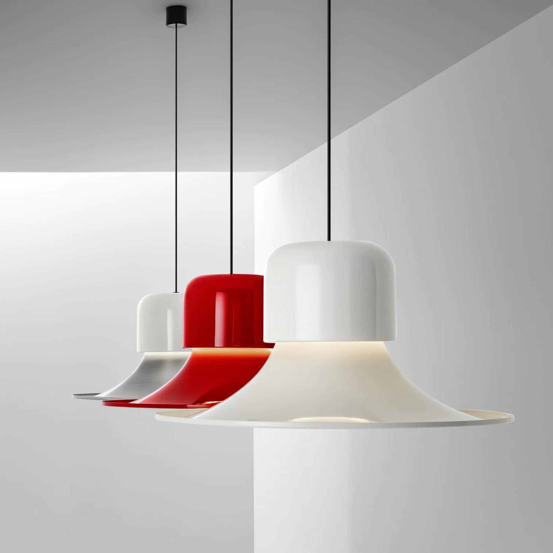 'Campana' White Metal Pendant for Stilnovo

Founded in 1946 in Milan, Stilnovo was one of the most innovative lighting companies in Italy during the Midcentury era, producing iconic pieces by such luminaries as Joe Colombo, Angelo Mangiarotti,
