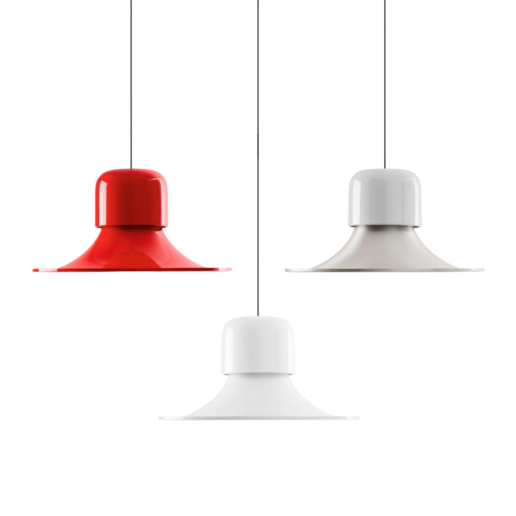 Mid-Century Modern 'Campana' White Metal Pendant Light for Stilnovo For Sale