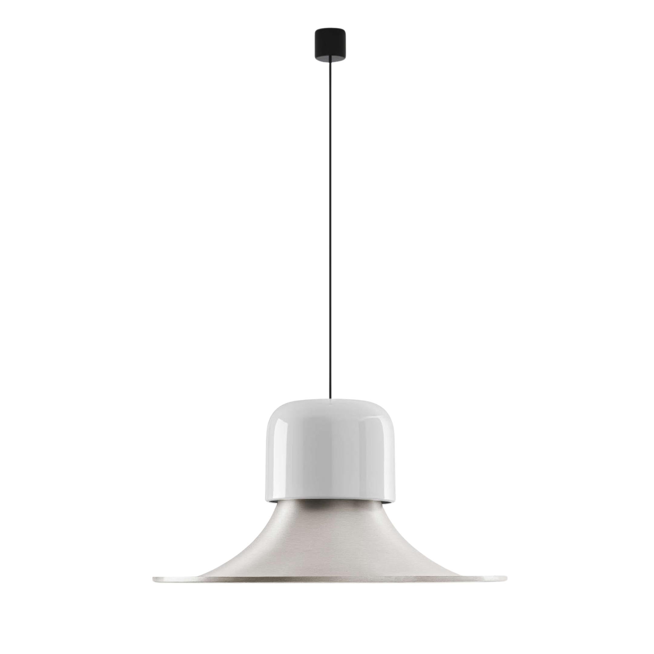 Italian 'Campana' White Metal Pendant Light for Stilnovo For Sale