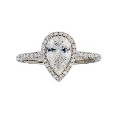 Pear Shape Diamond Halo Platinum Engagement Ring by Campanelli & Pear
