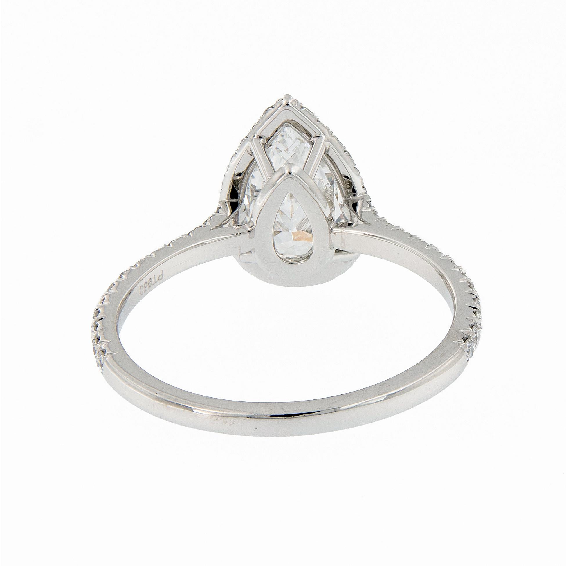 Platin-Verlobungsring mit birnenförmigem Diamant-Halo von Campanelli & Pear  im Zustand „Neu“ im Angebot in Troy, MI
