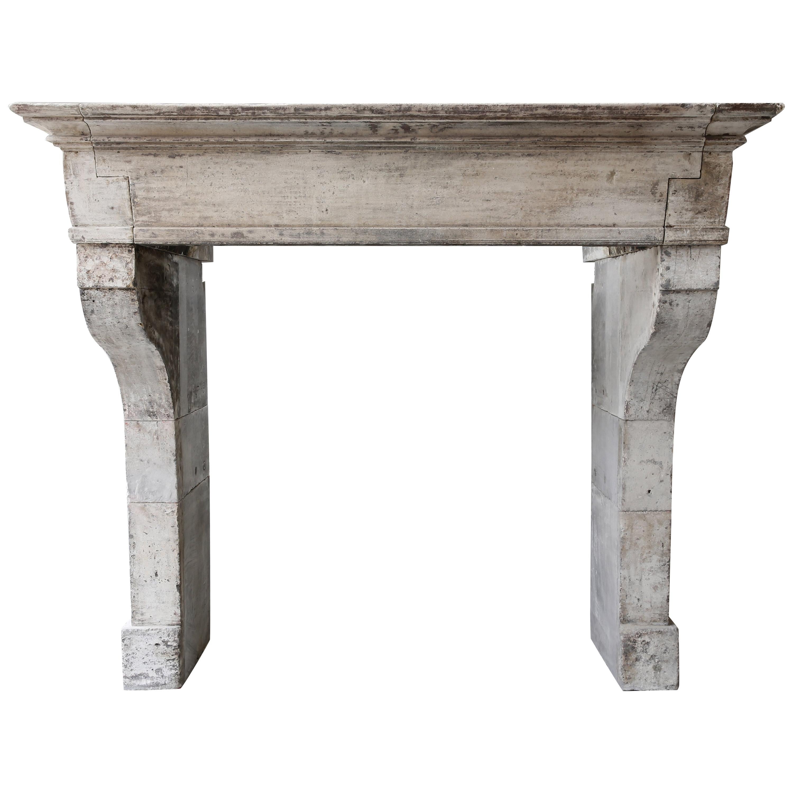 Campangarde Style Mantel from the 19th Century of French Limestone
