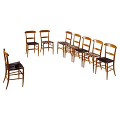Campanino-Set aus 8 Esszimmerstühlen aus Buchenholz und Seil, Chiavari, Italien, 1960er Jahre