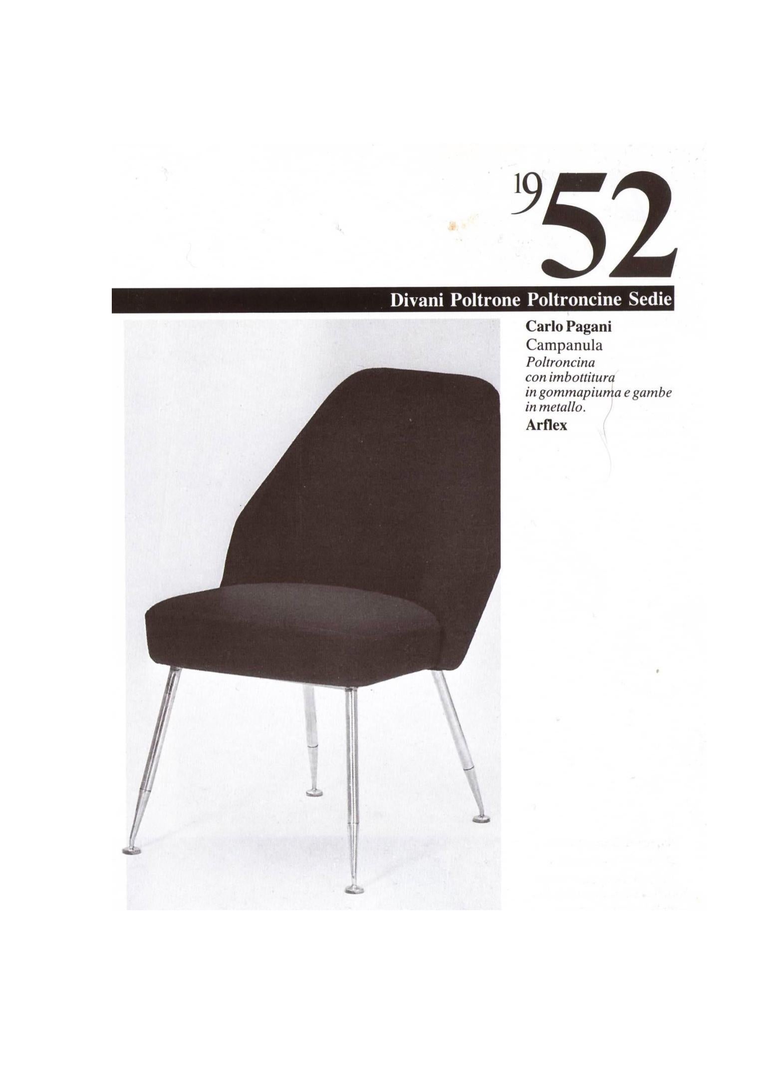 Enameled Campanula Arm Chair by Pagani Partner of Gio Ponti & Lina Bo Bardi, 1952, Arflex For Sale
