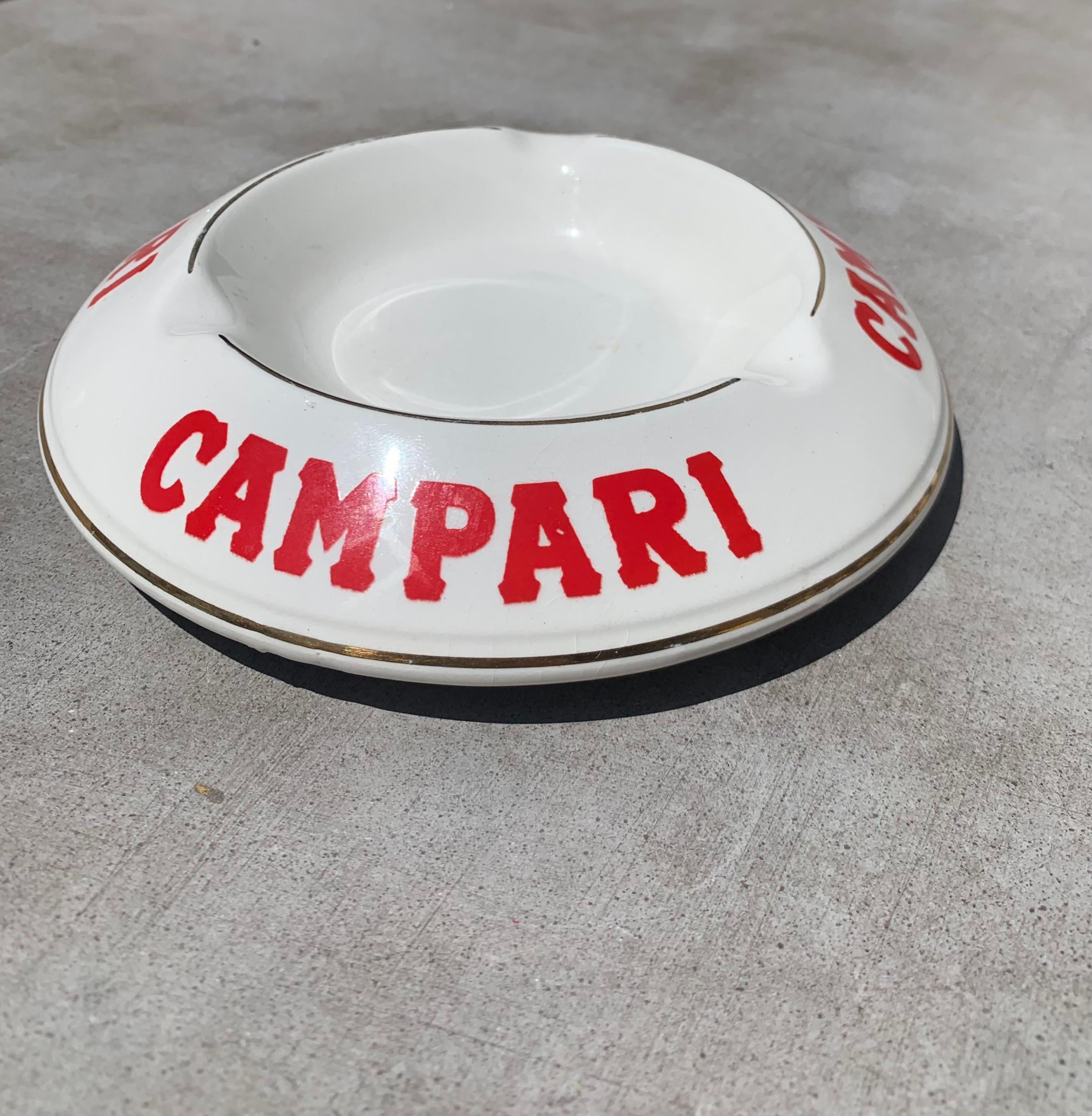 Campari Porcelain Ashtray by Moulin des Loups, 1960s In Good Condition In View Park, CA